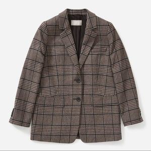 Everlane Oversized Blazer — Brown and Grey Plaid — Size 8